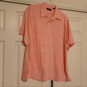 Like new coral on coral plaid button down
